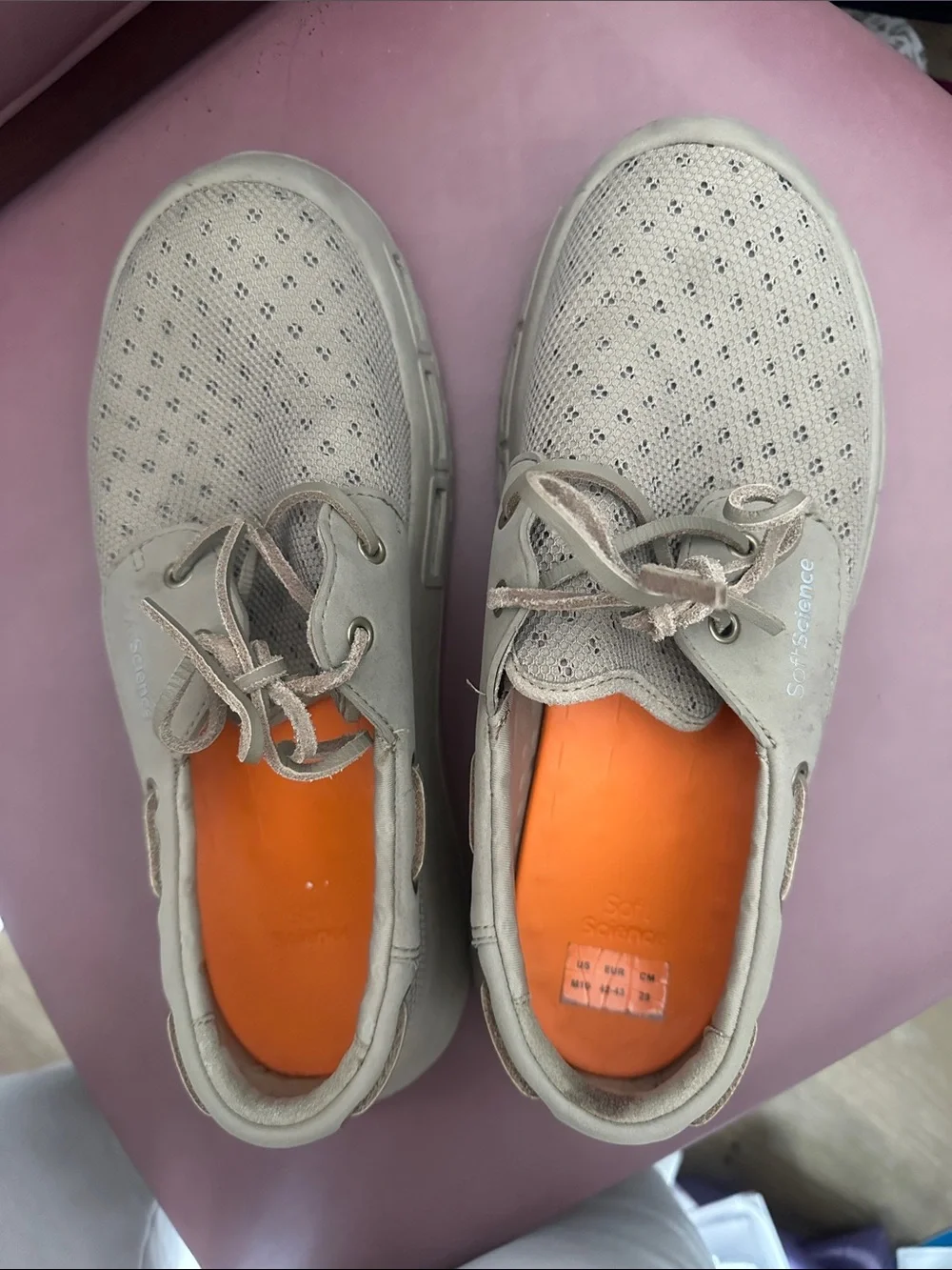 Men's Perforated Boat Shoes in Light Beige M-10, EUR 42-43